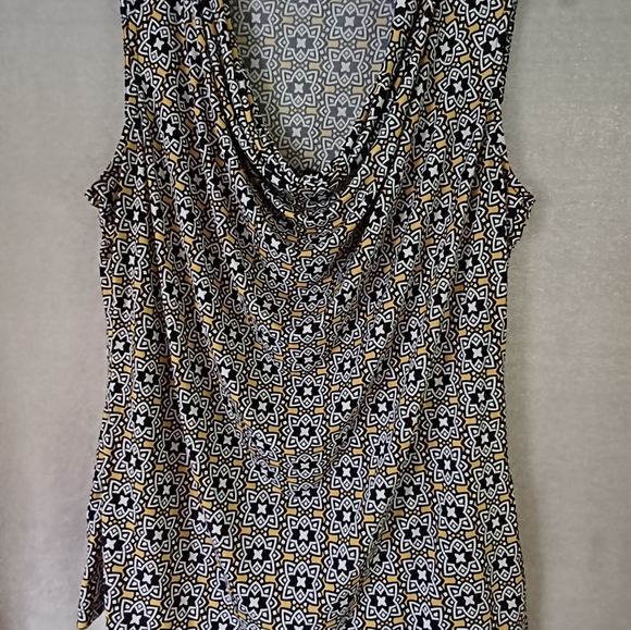 Worthington Women Sleeveless Stretch Multi-Color Mosaic Shirt Blouse Tank Sz XL - Picture 2 of 7